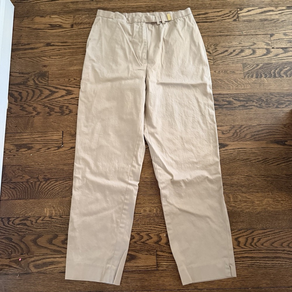 Lauren Ralph Lauren Pants Women's Size 10 Trousers Beige Cotton Gold Tab Buckle